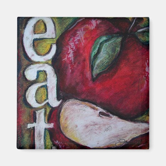 Een appel per dag. Ja. Ja. Eet! Magneet (Voorkant)