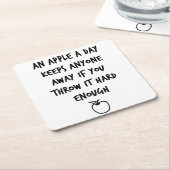 Een appel per dag kartonnen onderzetters (Schuin)