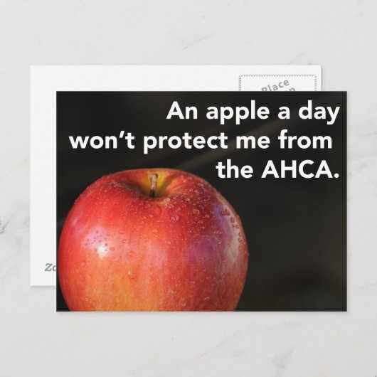 Een appel per dag om de AHCA te stoppen! Gezondhei Briefkaart (Voorkant / Achterkant)