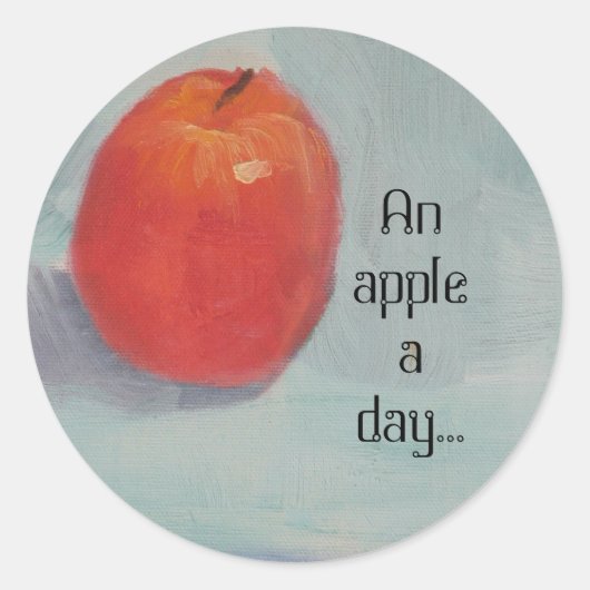EEN APPEL PER DAG! RONDE STICKER (Voorkant)