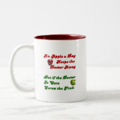 Een appel per dag.... tweekleurige koffiemok (Links)