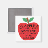 Een appel per dag vierkante magneet (Voorkant / Achterkant)