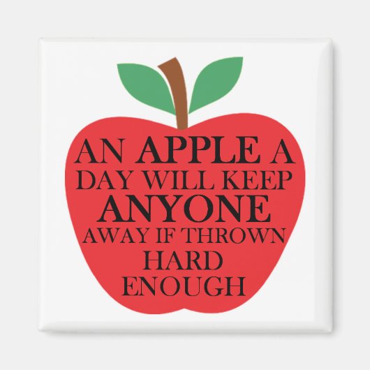 Een appel per dag vierkante magneet (Voorkant)