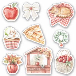 Een Appel Per Dag Witte Paard Kat Sticker