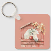 Een appel per dag Witte Paard Sleutelhanger (Voorkant)