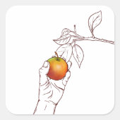 Een appel schoppen vierkante sticker (Voorkant)