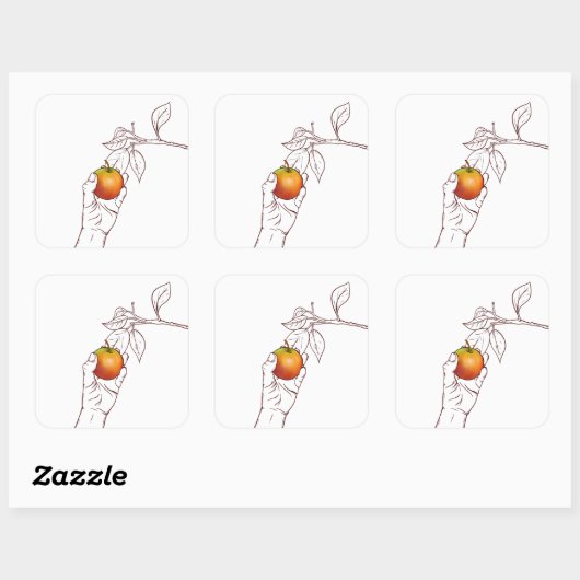 Een appel schoppen vierkante sticker (Vel)