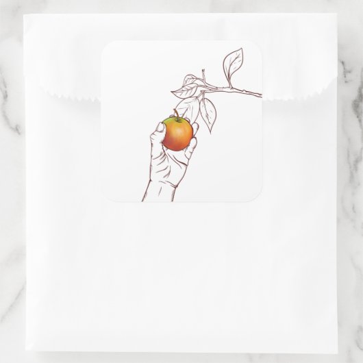 Een appel schoppen vierkante sticker (Tas)