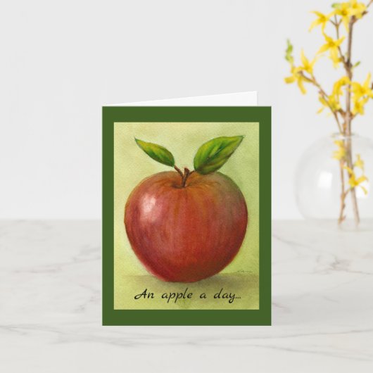 Een Apple A Day grappig Kaart (Gele Bloem)