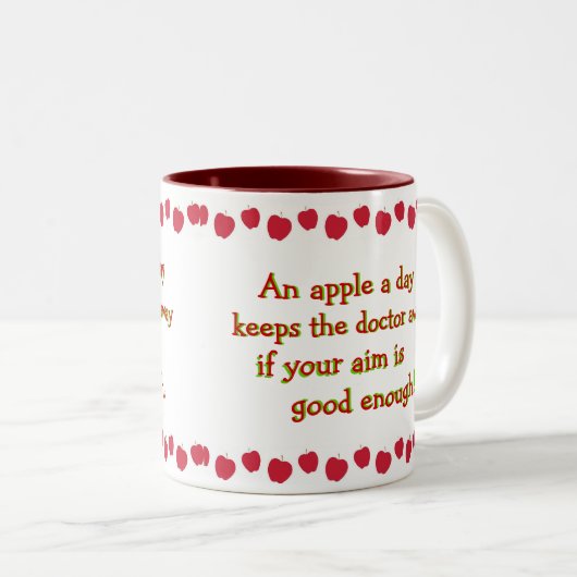 Een Apple A Day-Mok Tweekleurige Koffiemok (Voorkant rechts)