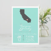 Een Aqua Colored California Wedding Uitnodiging (Staand voorkant)