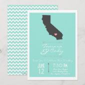 Een Aqua Colored California Wedding Uitnodiging (Voorkant / Achterkant)
