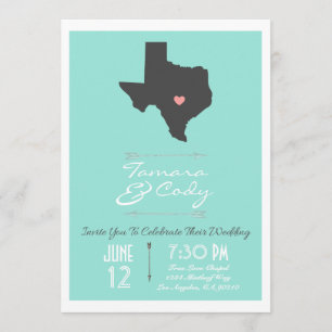 Een Aqua Colored Texas Wedding Uitnodiging