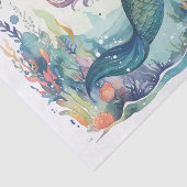 Een aquarel zeemeermin in het kleurrijke rif tissuepapier (Detail)