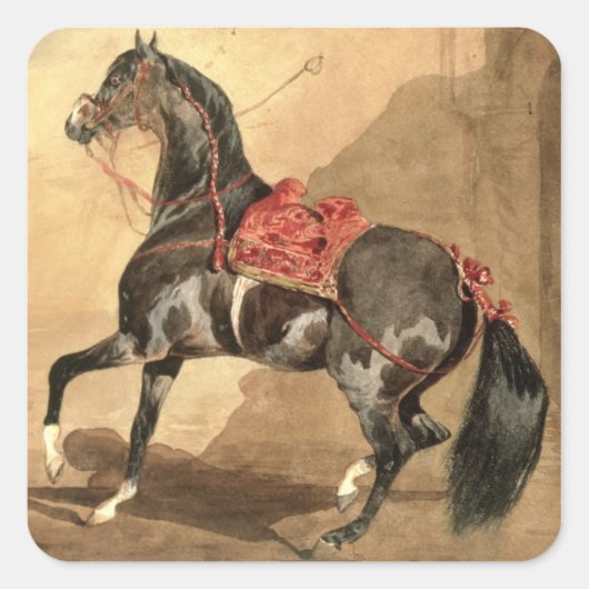Een Arabisch paard (w/c op papier gezet) Vierkante Sticker (Voorkant)