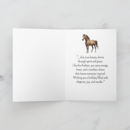 Een Arabische paardenpersoonlijkheid Verjaardag Kaart (Binnen)