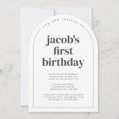 Eén Arched Photo First Birthday Kaart (Achterkant)