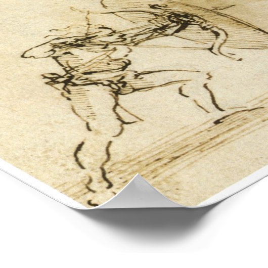 Een Archer met een schild, Leonardo da Vinci Poster (Hoek)