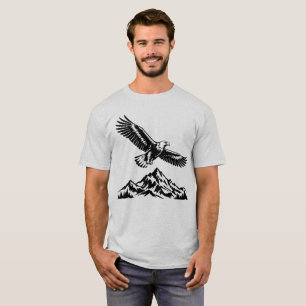 Een arend die boven de bergen zweeft Grijs T-shirt
