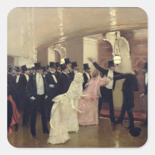 Een argument in de corridors van de opera, 1889 vierkante sticker