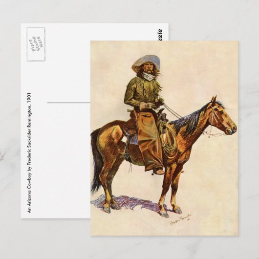 Een Arizona Cowboy van Remington,  Western Briefkaart (Voorkant / Achterkant)