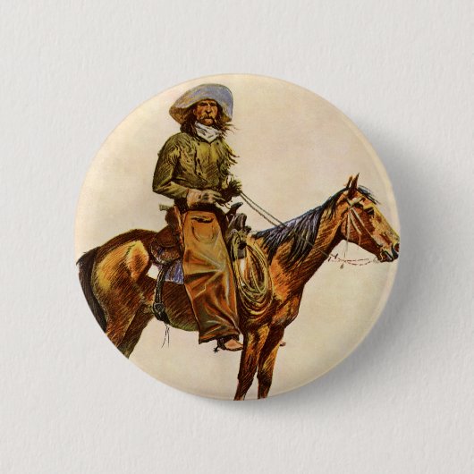 Een Arizona Cowboy van Remington,  Western Ronde Button 5,7 Cm (Voorkant)