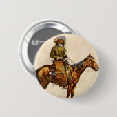 Een Arizona Cowboy van Remington,  Western Ronde Button 5,7 Cm (Voorkant /achterkant)