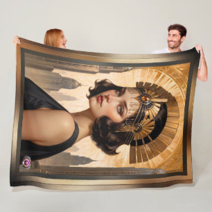 Een Art Deco Damsel AI Concept Art van Xzendor7 Fleece Deken