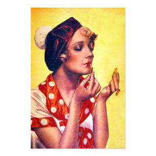 Een art deco poster van een jonge vrouw