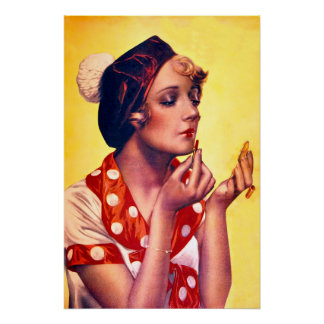 Een  art deco poster van een jonge vrouw
