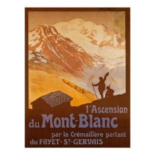 Een art deco poster voor alpine toerisme op Mt Bla