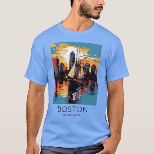 Een Art Travel Print van Boston Massachusetts Over T-shirt (Voorkant)