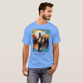 Een Art Travel Print van Boston Massachusetts Over T-shirt (Voorkant volledig)