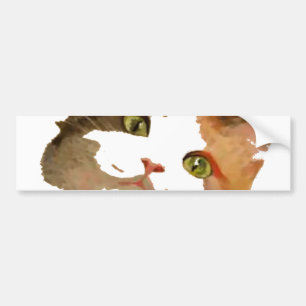 Een artistiek portret van de groene Eyed Calico Ca Bumpersticker