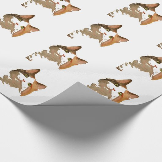Een artistiek portret van de groene Eyed Calico Ca Cadeaupapier (Hoek)