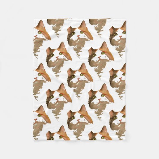 Een artistiek portret van de groene Eyed Calico Ca Fleece Deken (Voorkant)