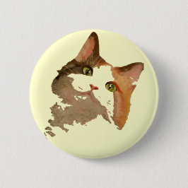 Een artistiek portret van de groene Eyed Calico Ca Ronde Button 5,7 Cm