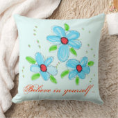 Een artistiek rood en baby blauw kussen (Deken)