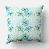 Een artistiek rood en baby blauw kussen (Achterkant)