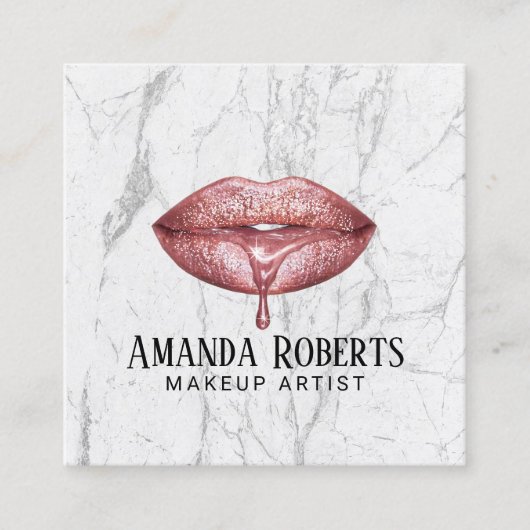 Een artistiek Roos met gouden druppels marmer Vierkante Visitekaartje (Voorkant)