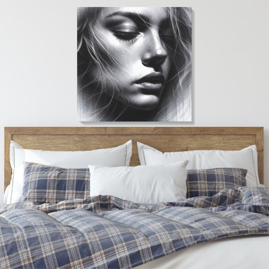 Een artistiek samenspel van licht en donker canvas afdruk (Insitu (Slaapkamer))