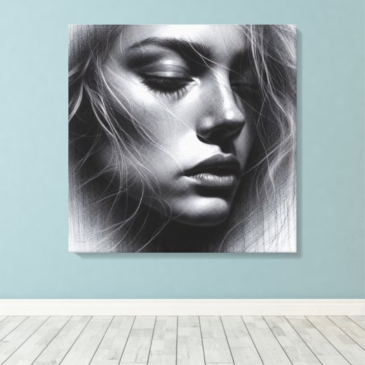 Een artistiek samenspel van licht en donker canvas afdruk (Insitu (Houten vloer))