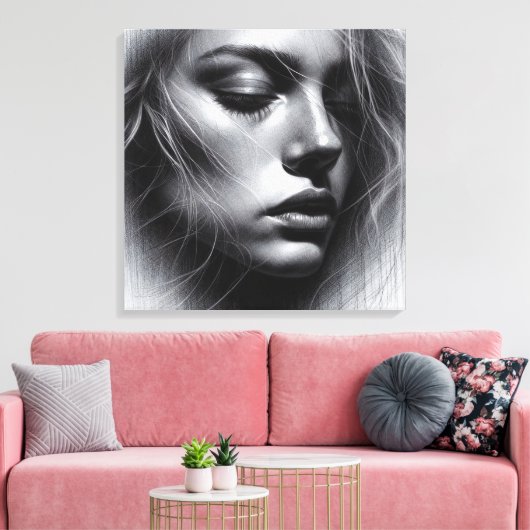 Een artistiek samenspel van licht en donker canvas afdruk (Insitu (Woonkamer))