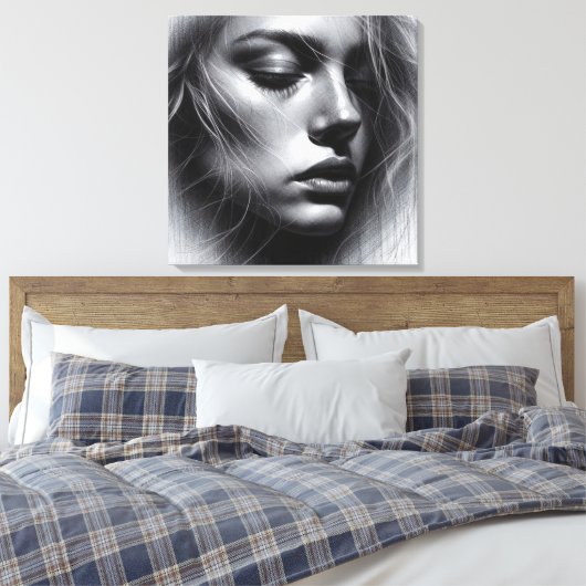 Een artistiek samenspel van licht en donker canvas afdruk (Insitu (Slaapkamer))