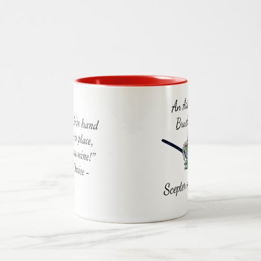 "Een artistieke penseel is mijn scepter van keuze" Tweekleurige Koffiemok (Center)