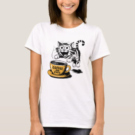 Een artistieke tekening van een knappe kat met een t-shirt