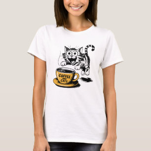 Een artistieke tekening van een knappe kat met een t-shirt
