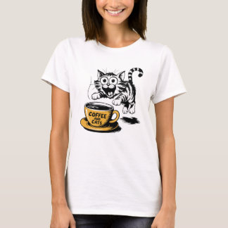 Een artistieke tekening van een knappe kat met een t-shirt