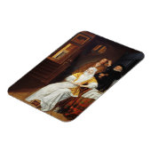 Een arts die een jongedame in een slaapkamer bezoe magneet (Linkerzijde)