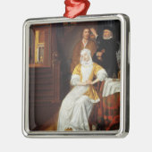 Een arts die een jongedame in een slaapkamer bezoe metalen ornament (Links)